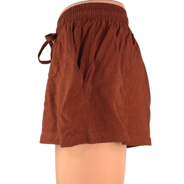 Seven Wonders Brown Linen Beach Lounge High Waisted Relaxed Casual Shorts Size 2