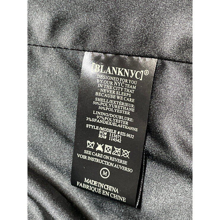 BlankNYC Black Faux Leather Vegan Long Sleeve Motorcycle Biker Coat Jacket Sz M