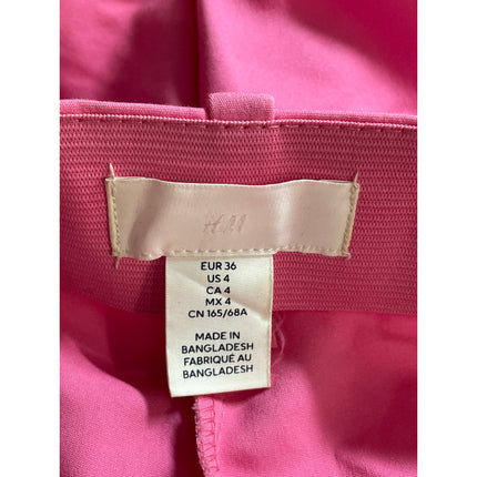 H&M Women's Pink High Rise Elastic Waist Slim Straight Trousers Pants Size 4