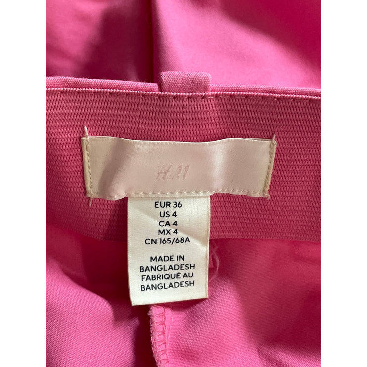 H&M Women's Pink High Rise Elastic Waist Slim Straight Trousers Pants Size 4