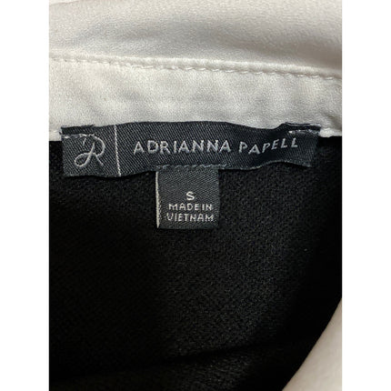 Adrianna Papell Women's Black Collared Layered Long Sleeve Tunic Blouse Top Sz S