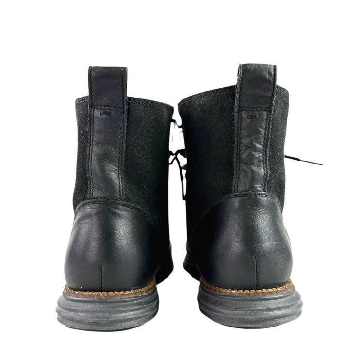 Cole Haan Grand OS Men's Black Suede Leather Cap Toe Waterproof Lace Up Boots 8