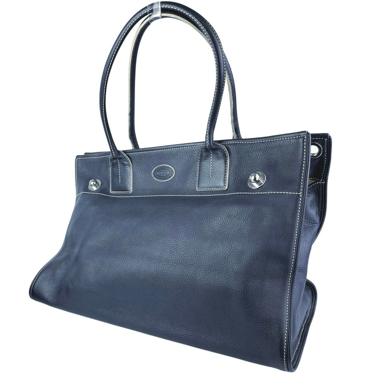 Tod’s Girelli Women's Navy Blue Pebbled Leather Tote Shoulder Hand Bag