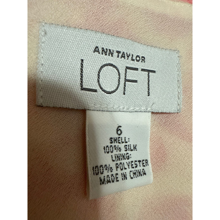 Ann Taylor LOFT Pink Floral 100% Silk Sleeveless Ruffle Mini Tank Dress Size 6
