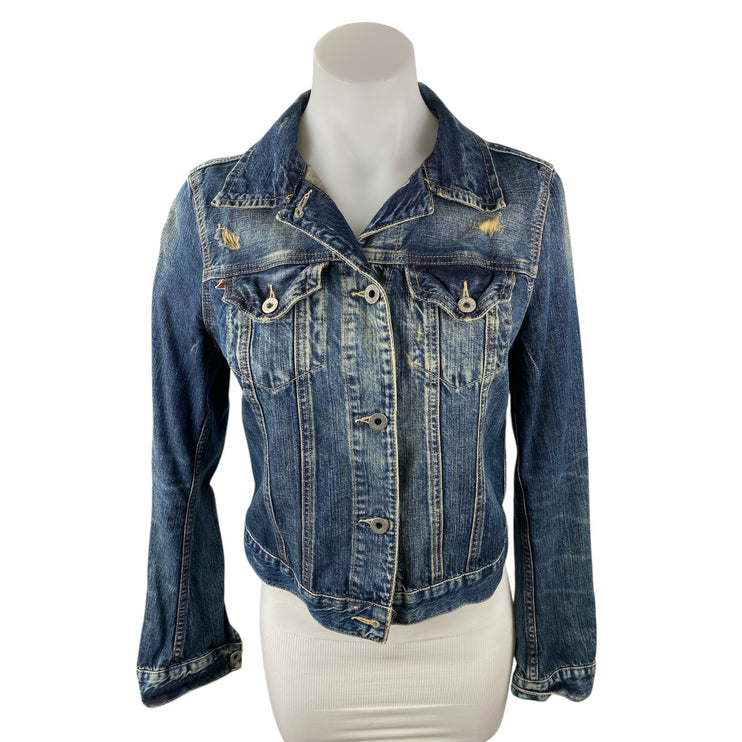 USRL Women's Blue Long Sleeve Button Down Trucker Denim Jean Jacket Size S