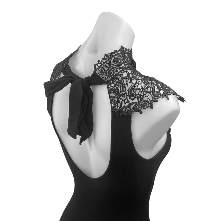 Kaitlyn Black Floral Lace Sleeveless High Neck Backless Bodysuit Tank Top Size S
