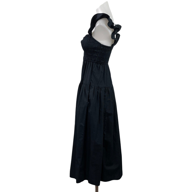 Abercrombie & Fitch Black Ruffle Sweetheart Tiered A Line Midi Dress Size XXSP
