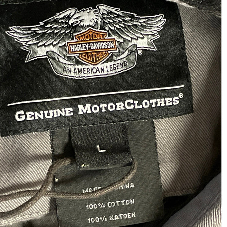 Harley Davidson Yellow Gray Colorblock Mechanic Short Sleeve Button Up Shirt L