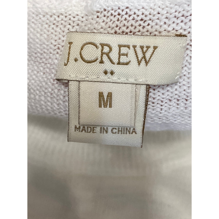 J,Crew Women's White Knit Short Sleeve Round Neck Basic T Shirt Tee Top Size M