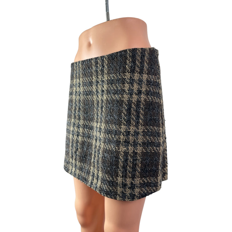 Steve Madden Womens Gray Wool Plaid Tweed High Rise Mini Straight Pencil Skirt M
