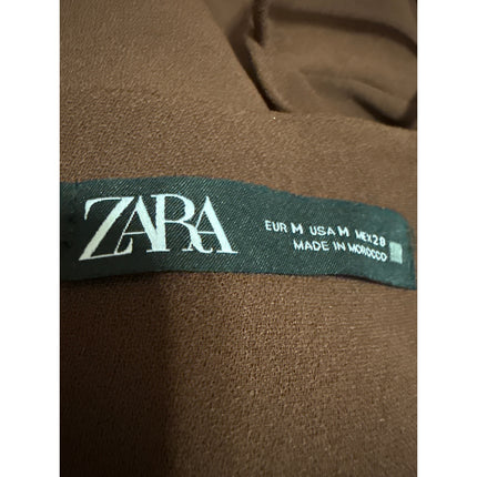 Zara Brown Sleeveless Pleated Cami Camisole Tank Slit Sheath Midi Dress Size M