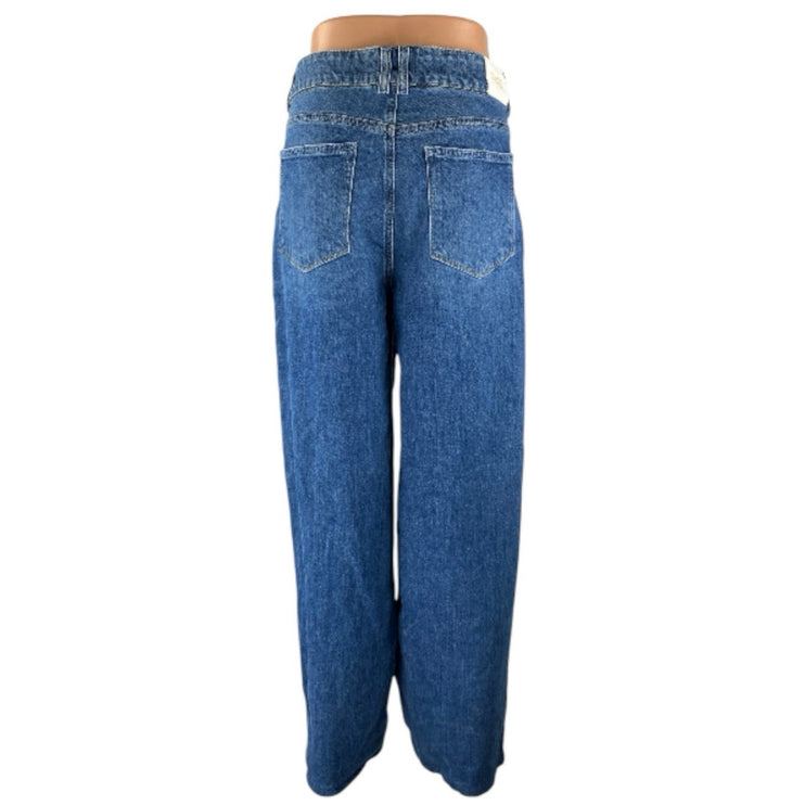 Paige Sasha Womens Blue Wide Leg Baggy High Rise Medium Wash Denim Jeans Size 31