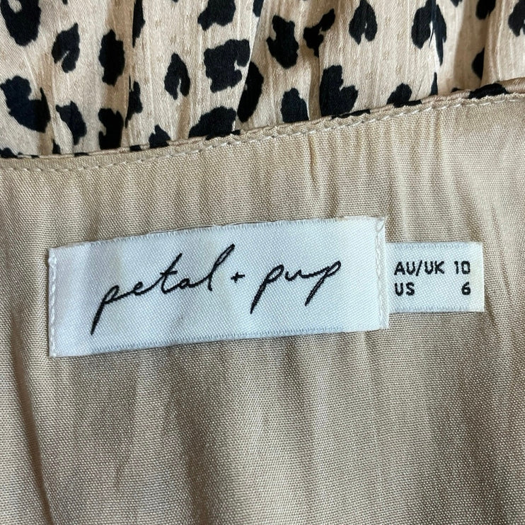 Petal and Pup Eisley Verge Leopard Print Puff Sleeve Mini Flare A-Line Dress 6