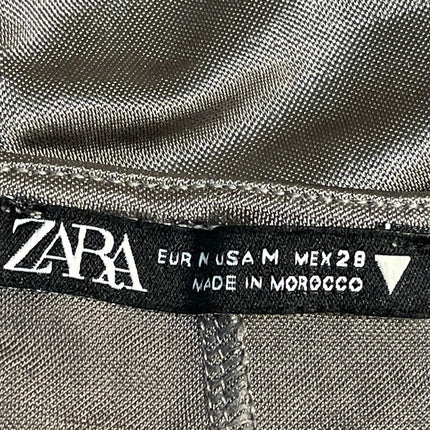 Zara Women's Gray Metallic Sleeveless Cowl Neck Ruched Cami Camisole Tank Top M