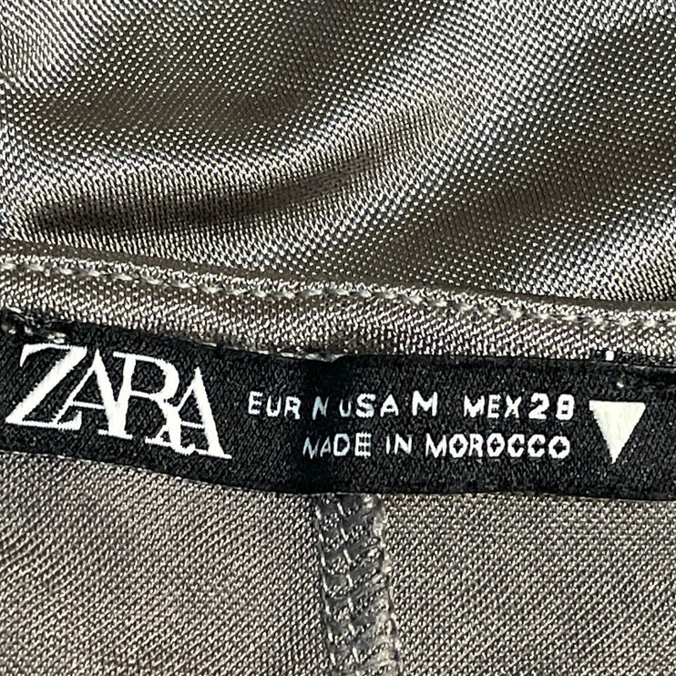 Zara Women's Gray Metallic Sleeveless Cowl Neck Ruched Cami Camisole Tank Top M
