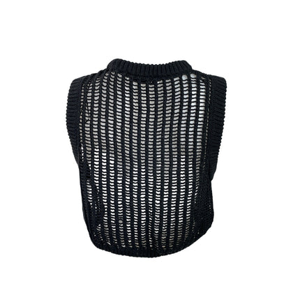 Zara Women's Sleeveless Crochet Knit Sheer Mock Neck Tank Vest Crop Top Size M