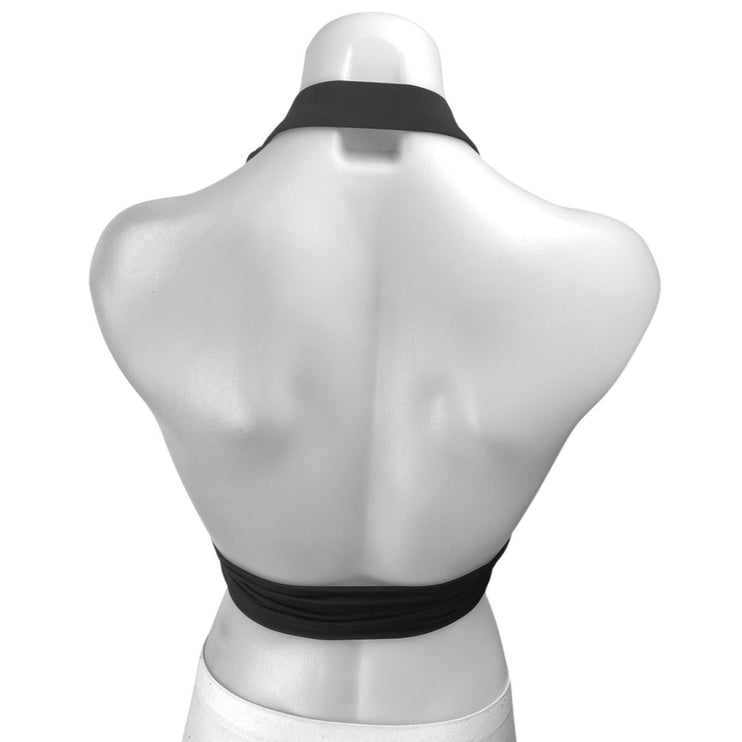 Princess Polly Black Sleeveless Halter Plunging Open Back Tank Crop Top Size 4