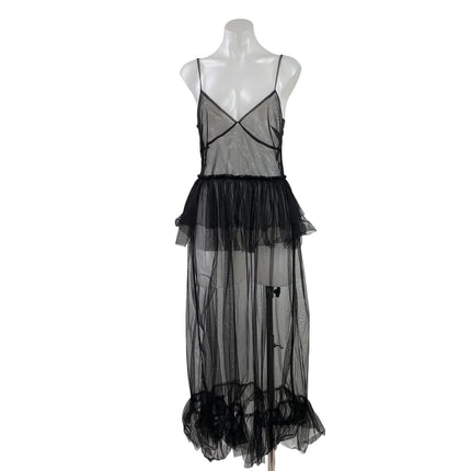 Urban Outfitters Black Tulle Sheer Sleevelee Cami Camisole Maxi Coverup Dress SP
