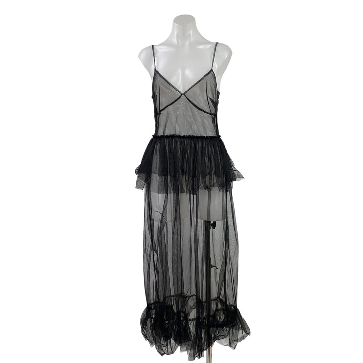 Urban Outfitters Black Tulle Sheer Sleevelee Cami Camisole Maxi Coverup Dress SP