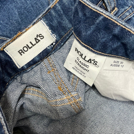Rolla's Women's Blue High Rise Regular Fit Classic Straight Denim Jeans Pants 30