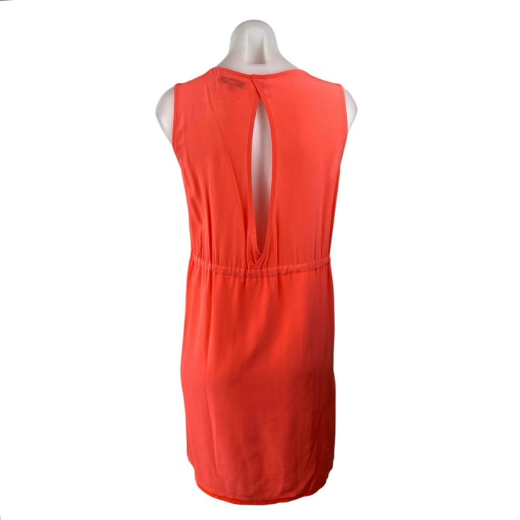 Madewell Coral 100% Silk Sleeveless V Neck Keyhole Back Tank Mini Dress Size 2