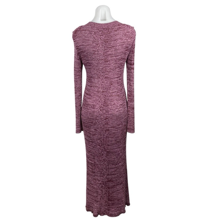 COS Women's Melange Purple Ribbed Knit Long Sleeve Maxi Bodycon Sweater Dress S
