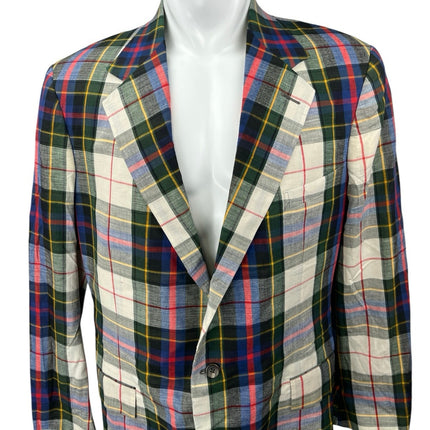 VTG 1986 Polo Ralph Lauren Men's Multicolor Plaid Check Blazer Suit Jacket 44L