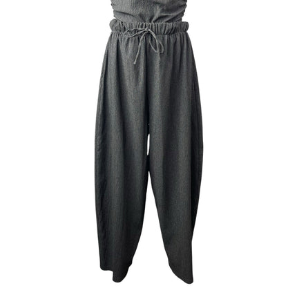 Zara Women's Gray Mock Neck Short Sleeve Top & Wide Tapered Pants Matching Set S