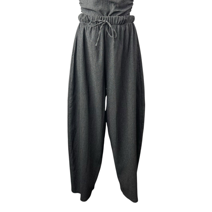 Zara Women's Gray Mock Neck Short Sleeve Top & Wide Tapered Pants Matching Set S