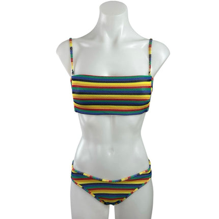 Montce Rainbow Pride Bandeau Tube Two Piece Bikini Swimsuit Swimwear Size M