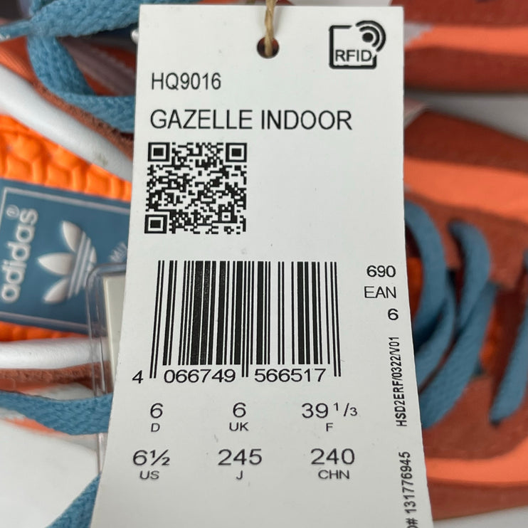 NEW Adidas Gazelle Indoor Orange Low Top Lace Up Athletic Sneakers Shoes Sz 6.5