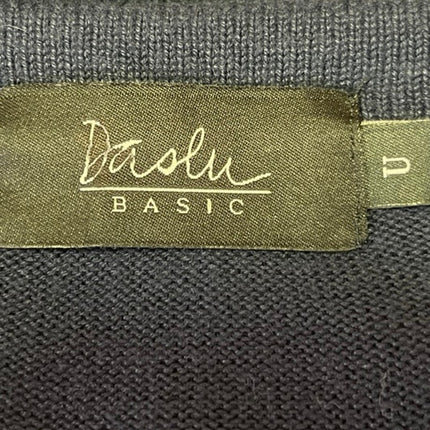Daslu Basic Blue Knit Short Sleeve Oversized Pullover Shirt Blouse Top One Size