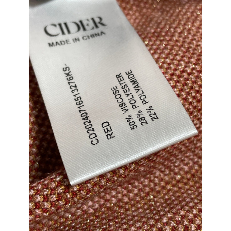 Cider Women's Red Geometric Short Sleeve Knit Polo Shirt Sweater Top Size 3XL