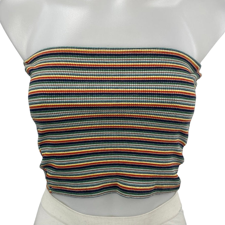 Lot of 2 Brandy Melville Striped Red Multicolor Tube Bandeau Crop Top Size S