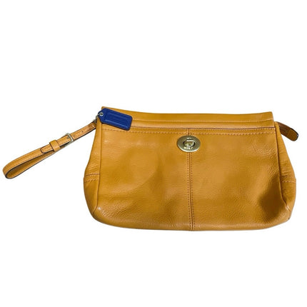 Coach Park Yellow Pebble Leather Pocket Turnlock Zip Purse Clutch Wristlet OS