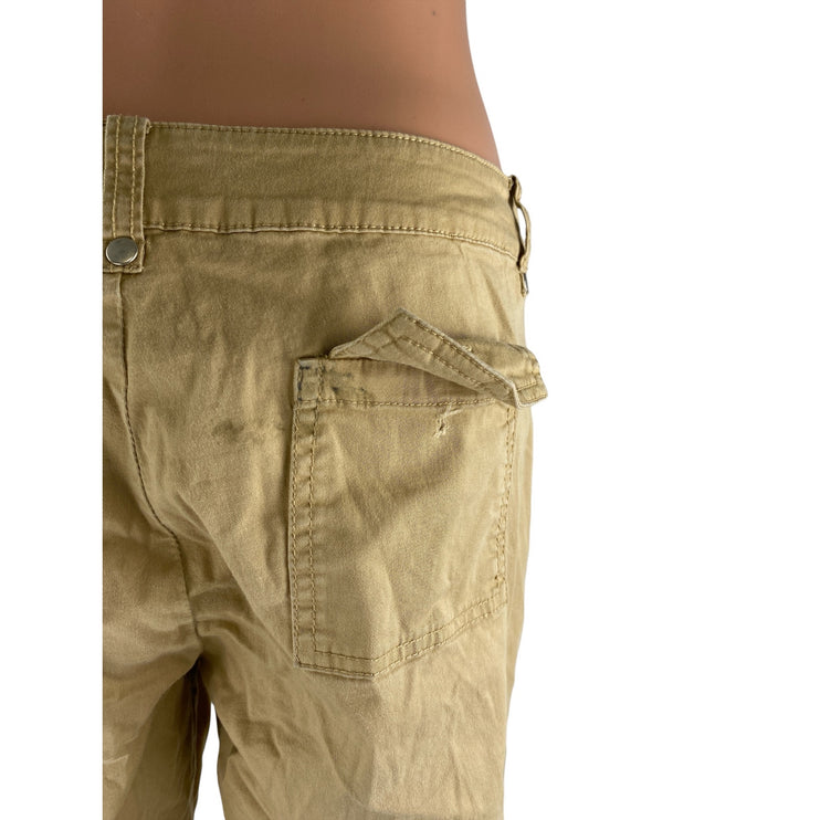 I.AM.GIA Women's Tan Khaki Ruched High Rise Utility Straight Cargo Pants Size M