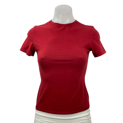 SKIMS Women's Red Short Sleeves Jersey Slim Fit Crewneck Tee T-shirt Top Size S