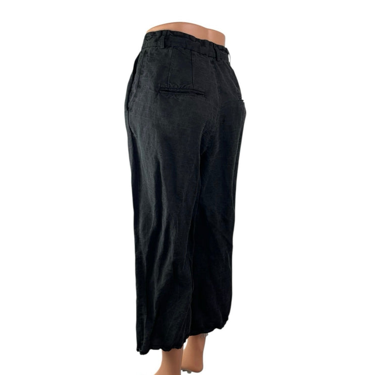 Apiece Apart Women's Black Pleated High Rise Wide Leg Crop Denim Jeans Size S