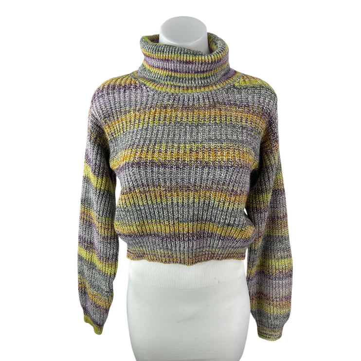 Suite Benedict Multicolor Striped Turtleneck Long Sleeve Crop Sweater Top Size S