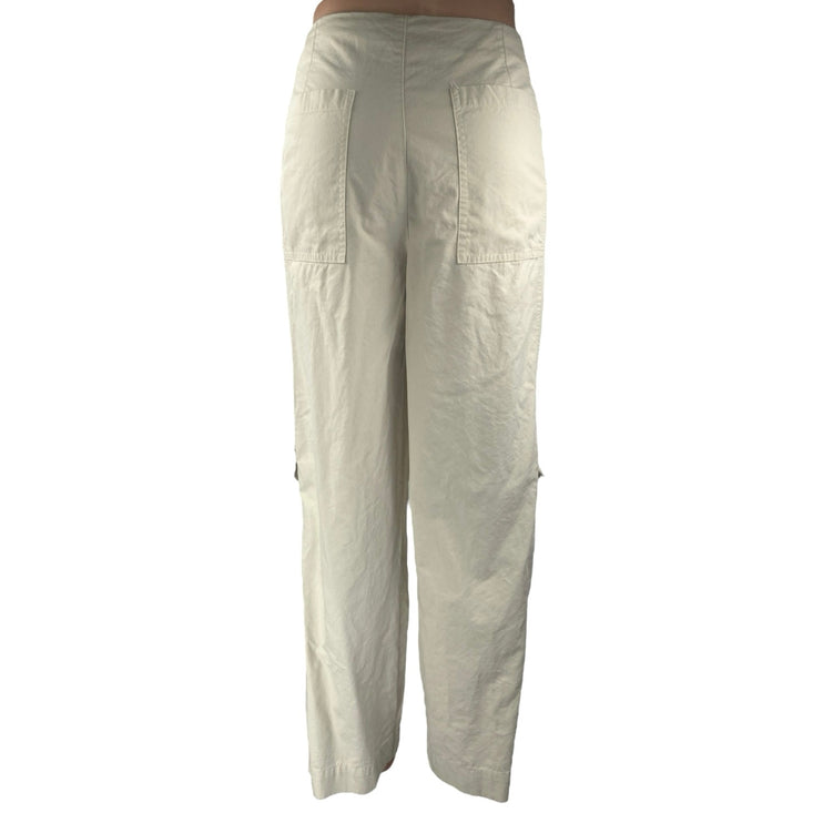 All:Row Women's Cream White Wide Leg High Waist Cargo Trousers Pants Size S