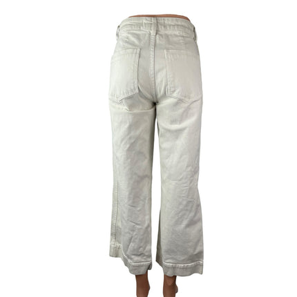 Amo Audrey Women's White Palazzo Utility Baggy Wide Leg Denim Jeans Pants Sz 26