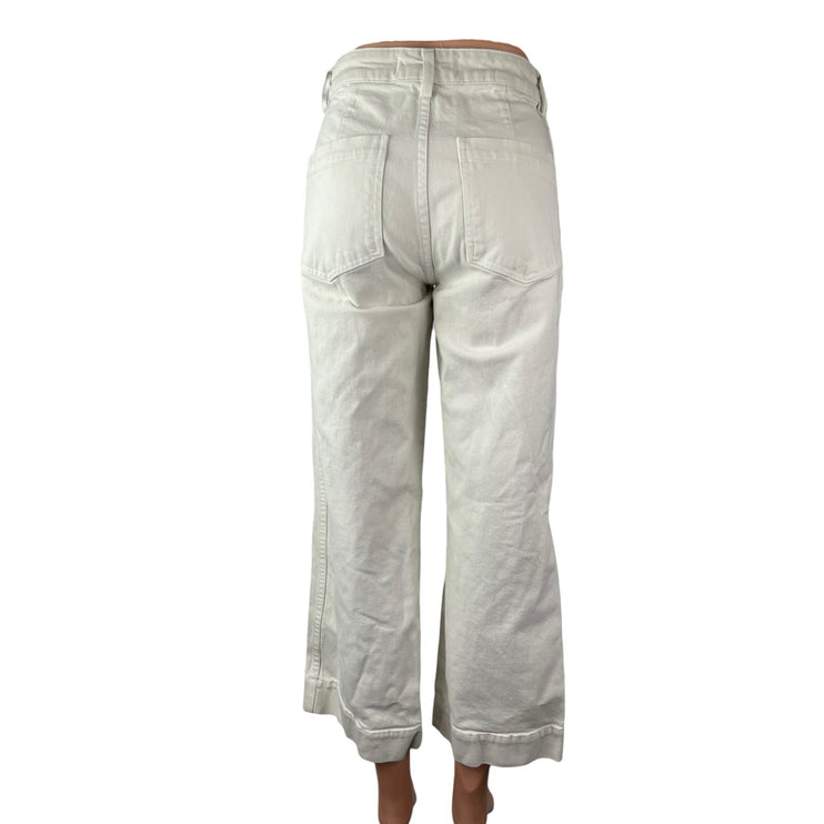 Amo Audrey Women's White Palazzo Utility Baggy Wide Leg Denim Jeans Pants Sz 26