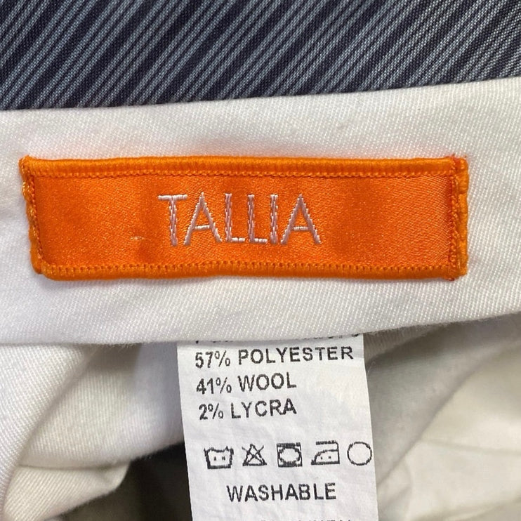 Tallia Men's Beige Tan Khaki Wool Straight Pleated Trousers Dress Pants Size 32