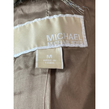 Michael Kors Womens Beige Faux Raccoon Fur Sleeveless Open Vest Jacket Size M
