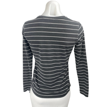 Banana Republic Women's Black Striped Crewneck Long Sleeve Tee T-shirt Top Sz XS