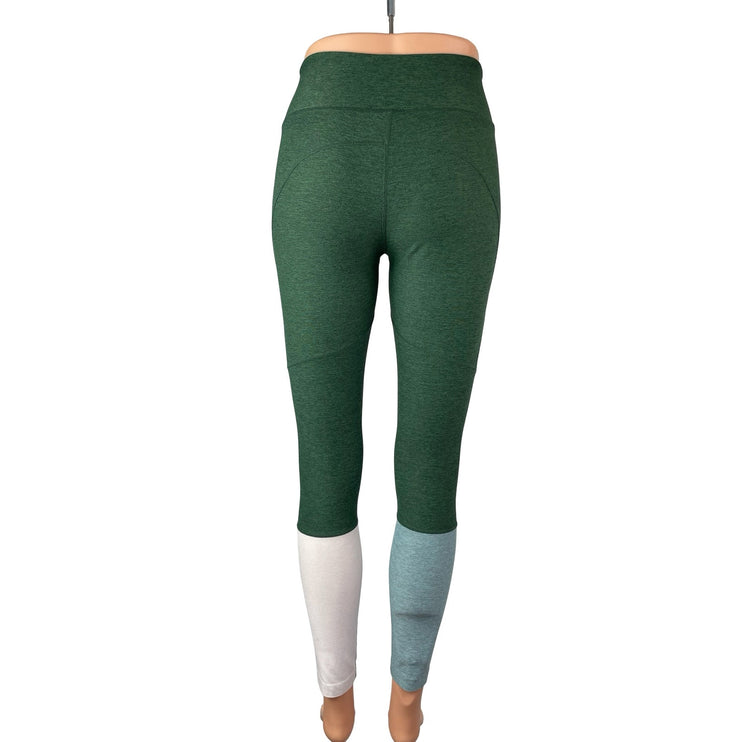 Outdoor Voices Womens Green Tri Tone Colorblock Athletic Leggings Pants Size S/M