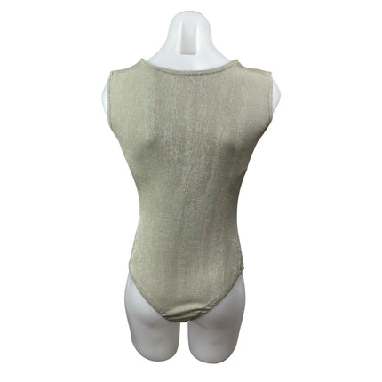 Bailey Rose O-Ring Cut Out Women's Green Sleeveless Slim Tank Bodysuit Top Sz M