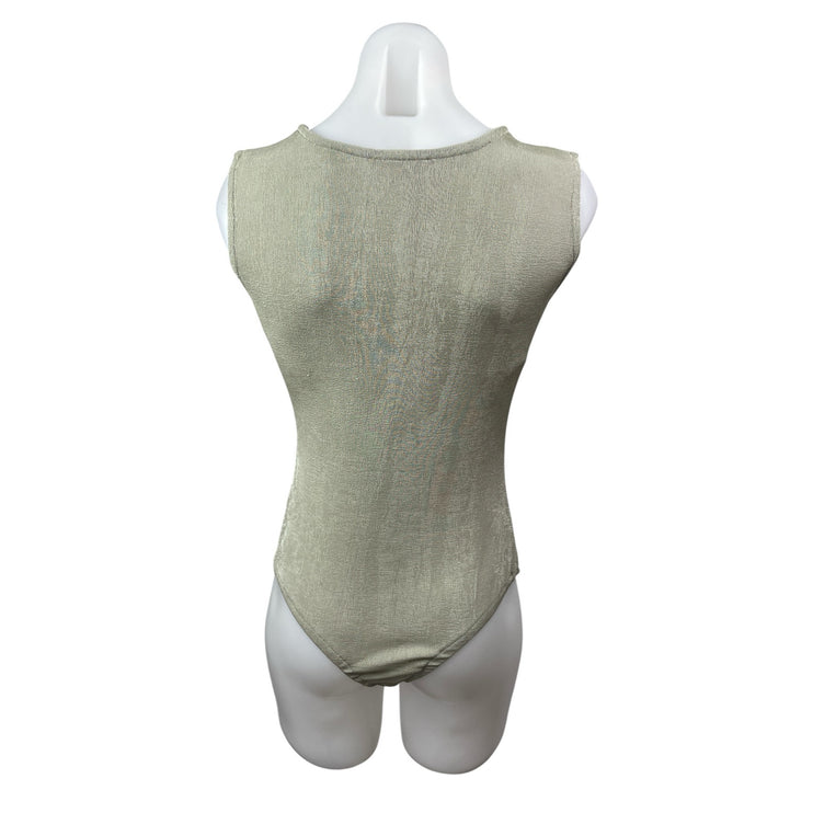 Bailey Rose O-Ring Cut Out Women's Green Sleeveless Slim Tank Bodysuit Top Sz M