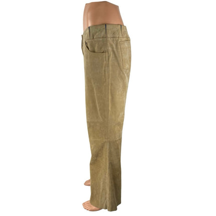 Cervelle Women's Brown Tan Faux Suede High Rise Straight Trousers Pants Size 14
