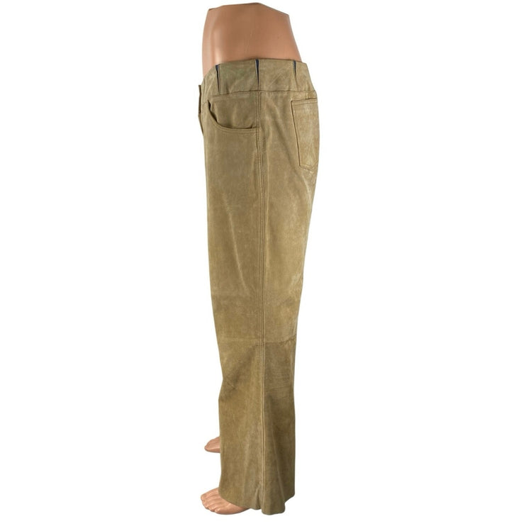 Cervelle Women's Brown Tan Faux Suede High Rise Straight Trousers Pants Size 14